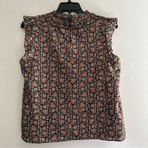 Boden Ruched Detail Metallic Thread Paisley Print Blouse Top Women’s Size 14 US - Picture 5 of 11